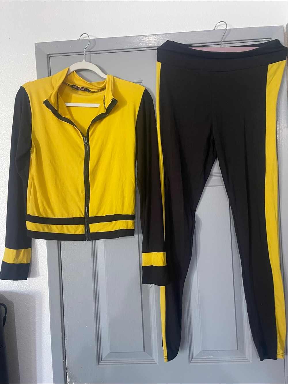 Women’s Yellow & Black Colorblock Track Jacket and Joggers